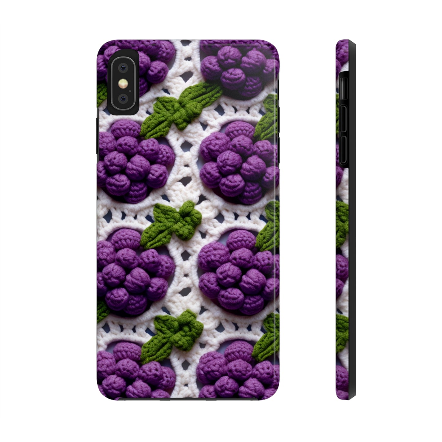 Crochet Grapes Pattern - Granny Square Design - Fresh Fruit Pick - Orchard Purple Snack Food - Tough Phone Cases