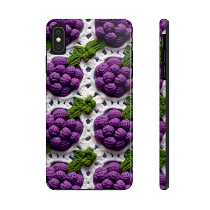 Crochet Grapes Pattern - Granny Square Design - Fresh Fruit Pick - Orchard Purple Snack Food - Tough Phone Cases