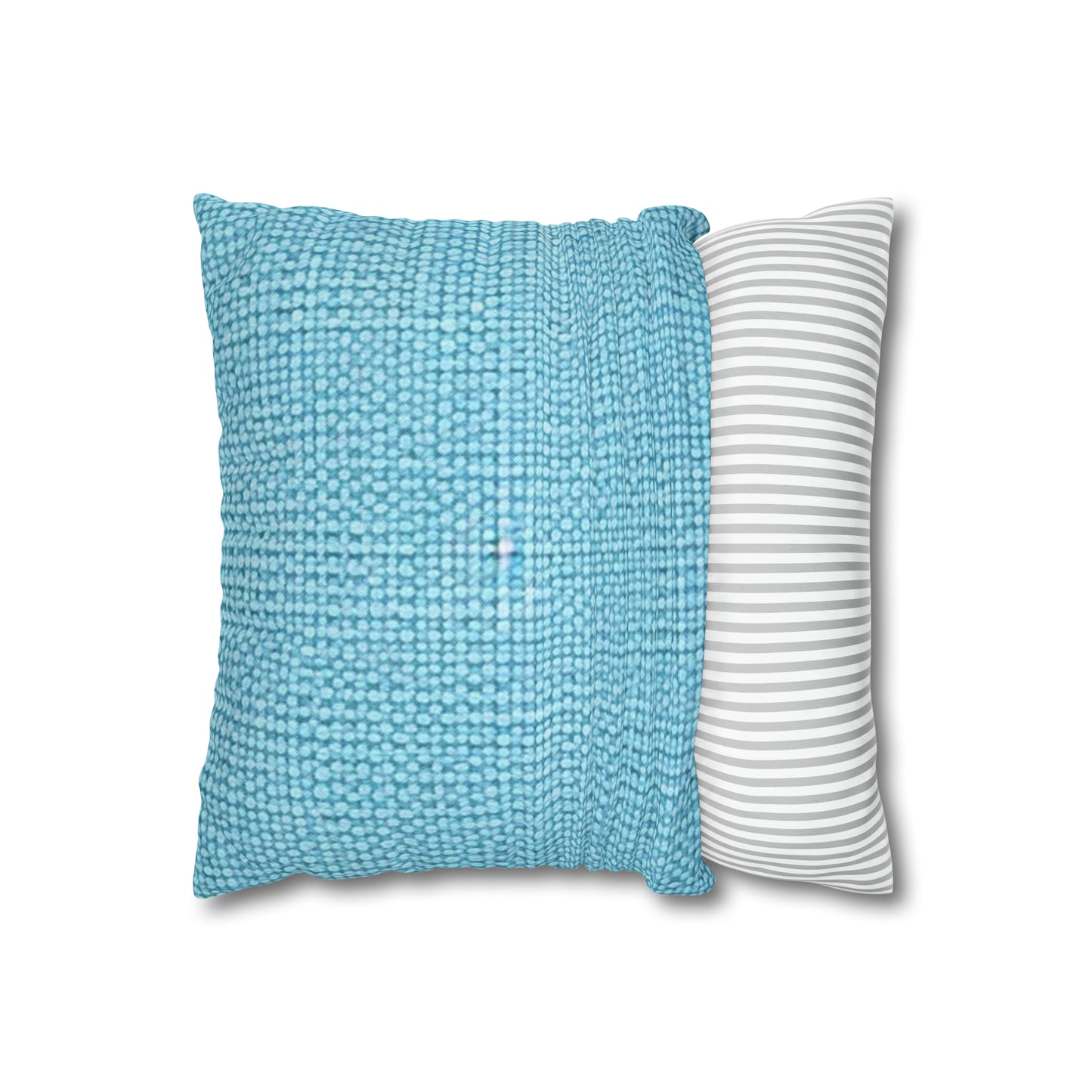 Bright Aqua Teal: Denim-Inspired Refreshing Blue Summer Fabric - Spun Polyester Square Pillow Case