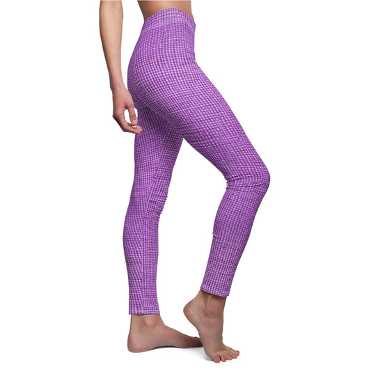 Hyper Iris Orchid Red: Denim-Inspired, Bold Style - Women's Cut & Sew Casual Leggings (AOP)