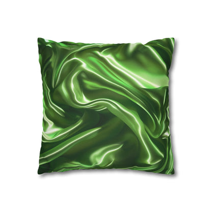 Green Silk, Spun Polyester Square Pillowcase