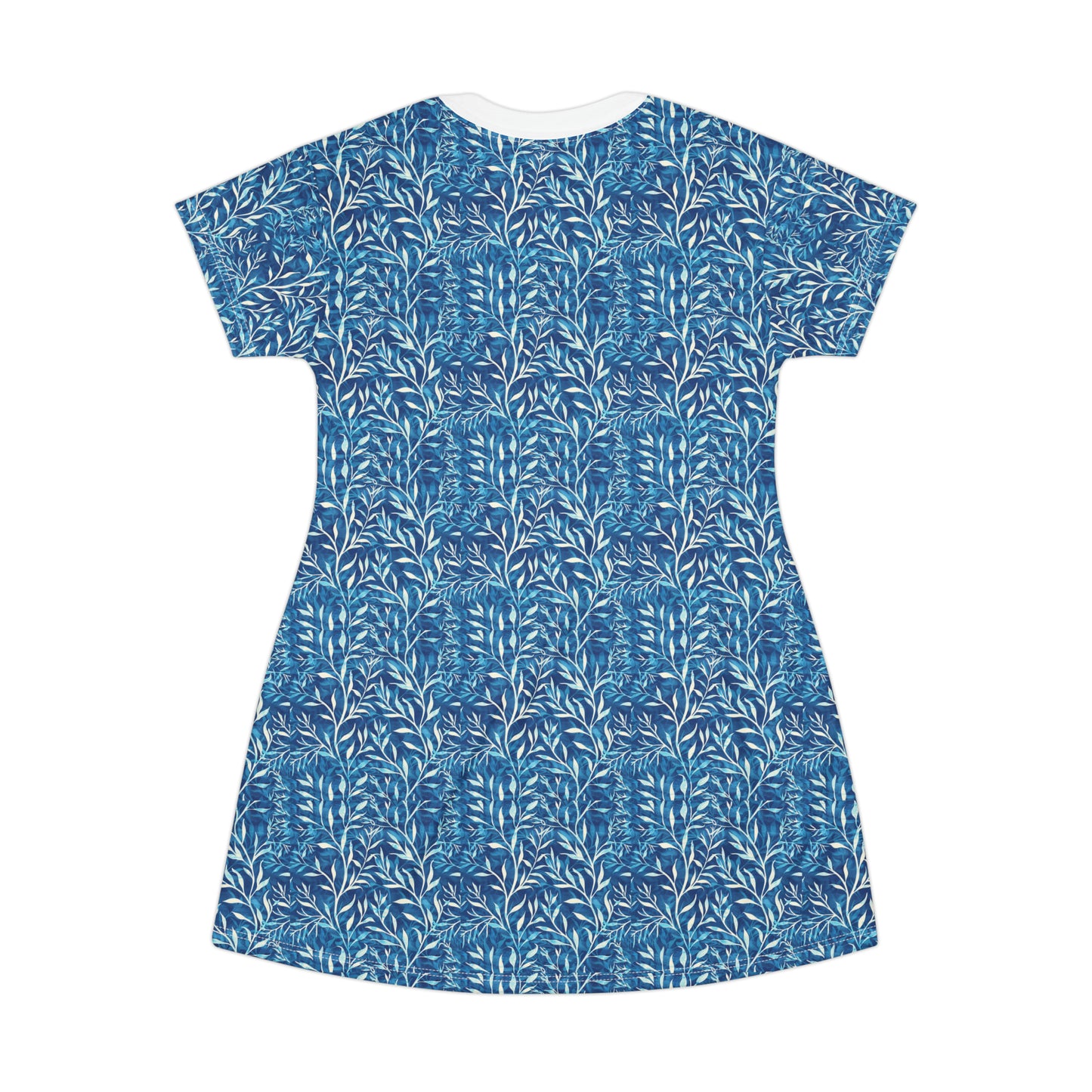 Sea Twig Blue Faux Wrap T-Shirt Dress (AOP)