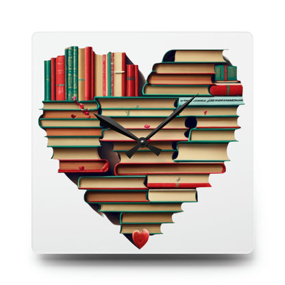 Book Read Heart - Acrylic Wall Clock