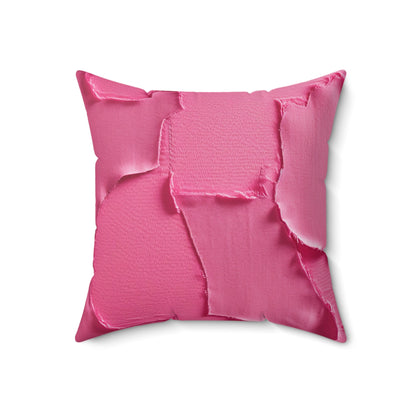 Distressed Neon Pink: Edgy, Ripped Denim-Inspired Doll Fabric - Spun Polyester Square Pillow