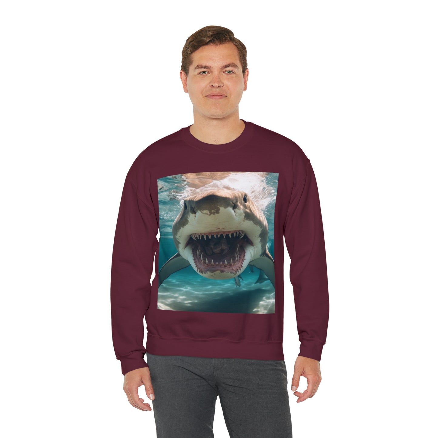 Bull Shark: River Monster Menace - Realistic Dark Water Predator - Unisex Heavy Blend™ Crewneck Sweatshirt