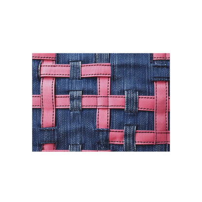 Candy-Striped Crossover: Pink Denim Ribbons Dancing on Blue Stage - Outdoor Rug