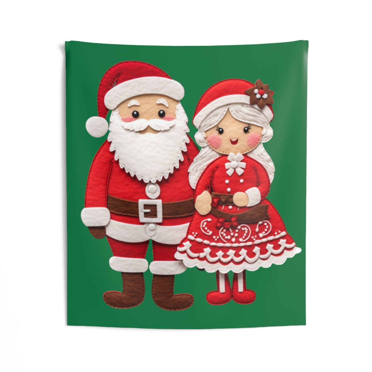 Santa & Mrs. Claus Felt Duo - Charming Handcrafted Christmas Decor, Festive Embroidered Holiday Figures - Indoor Wall Tapestries