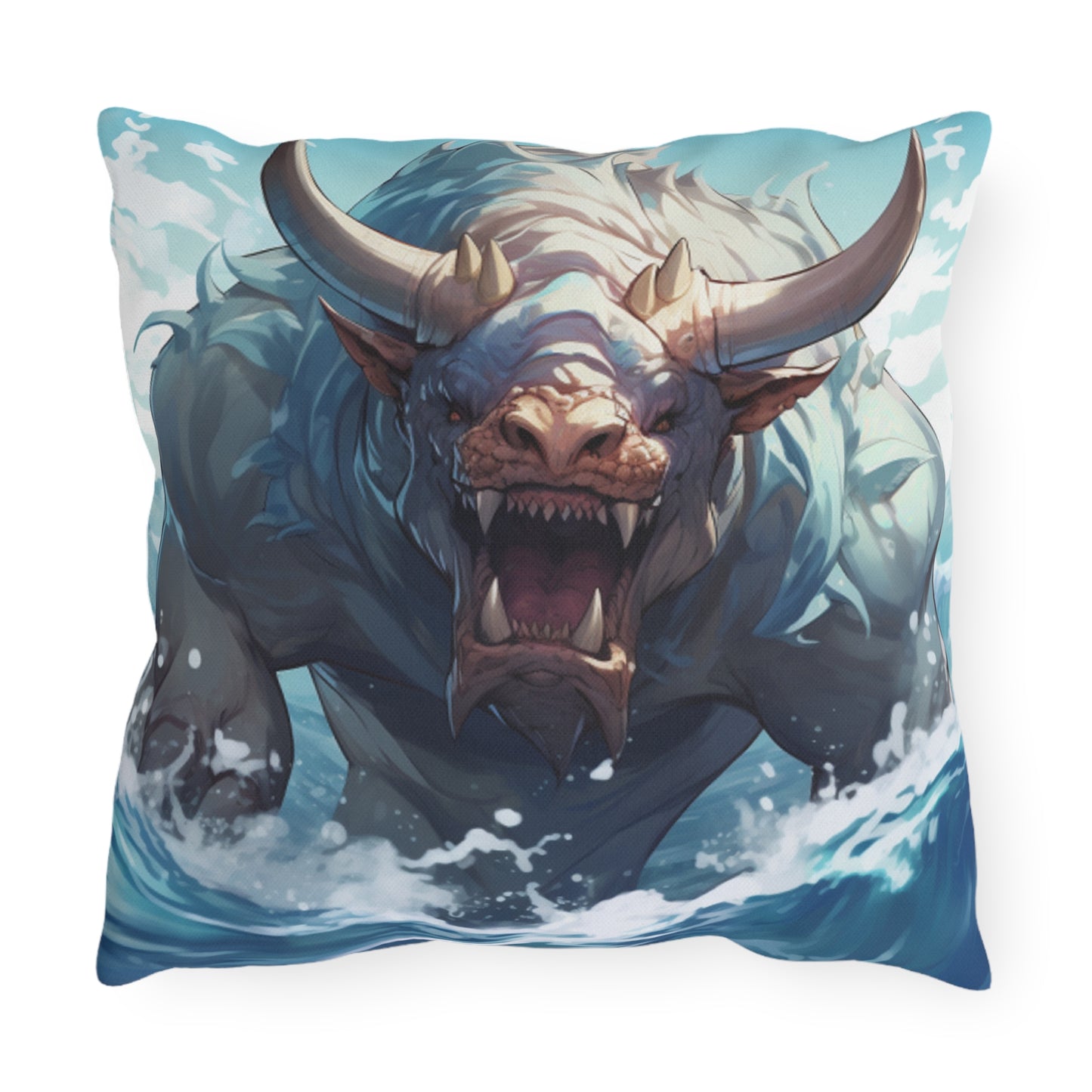 Bull Shark Fusion: Water Fantasy - Hybrid Ocean Marine Animal - Outdoor Pillows