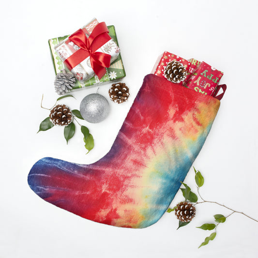 Rainbow Tie-Dye Denim: Vibrant Multi-Color, Fabric Design Spectacle - Christmas Stockings