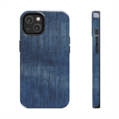 Indigo Splash: Washed Denim Reverie in Deep Blue - Tough Phone Cases