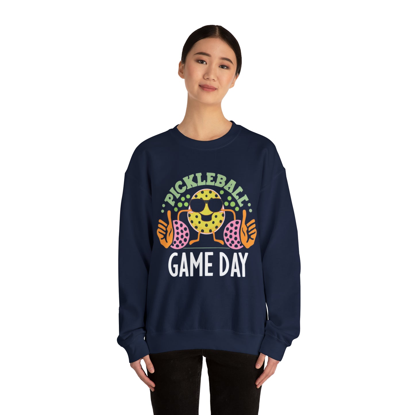 Retro Game Day Pickleball Groovy Anime - Sudadera unisex Heavy Blend™ con cuello redondo