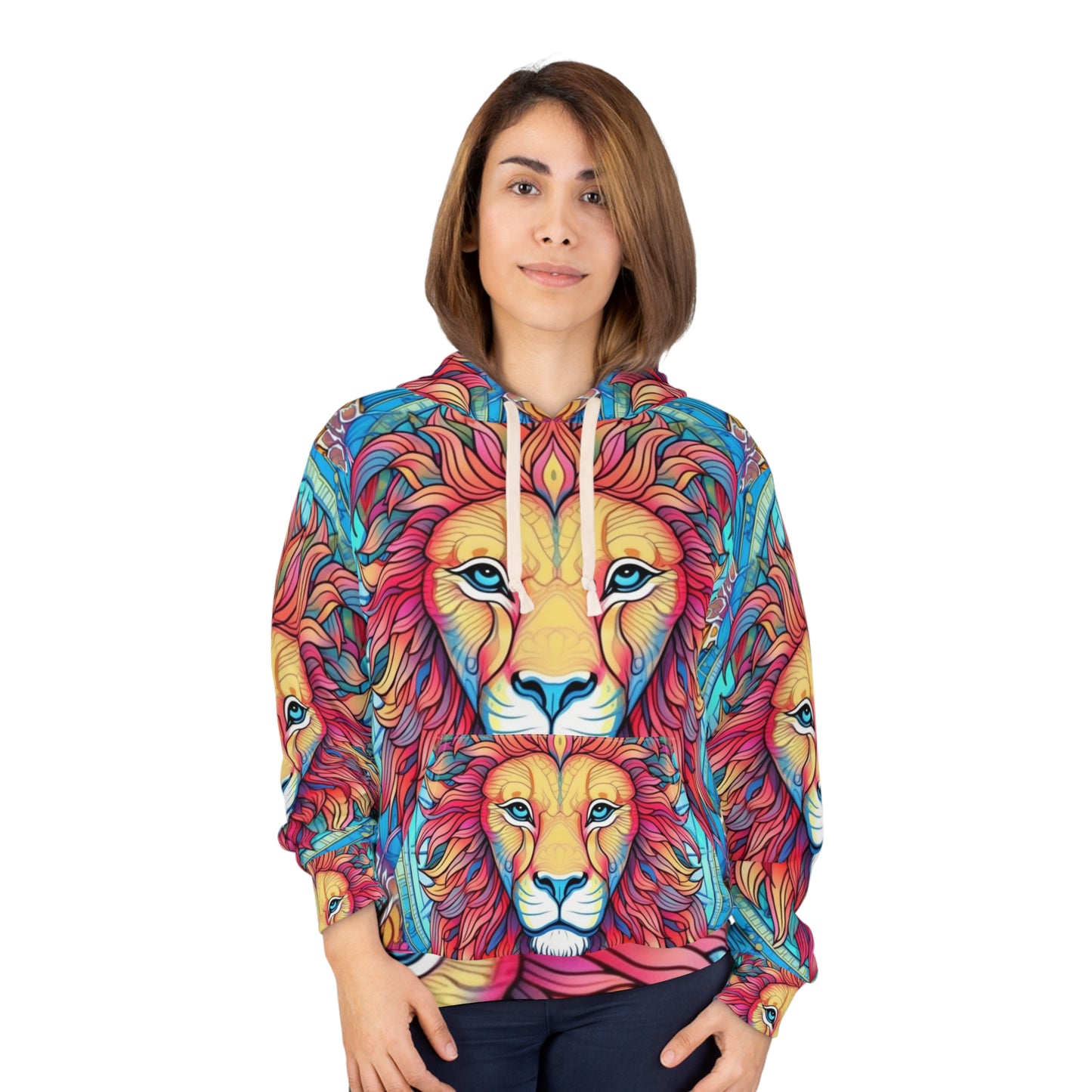 Astrological Leo - Cosmic Zodiac Constellation, Lion Symbol Art - Unisex Pullover Hoodie (AOP)