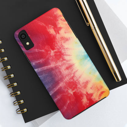 Rainbow Tie-Dye Denim: Vibrant Multi-Color, Fabric Design Spectacle - Tough Phone Cases