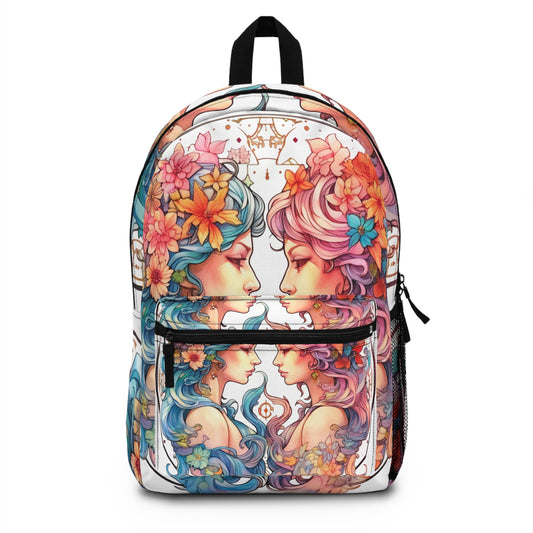 Zodiac Gemini Clipart - Twins Symbol, Whimsical Comic Style - Backpack