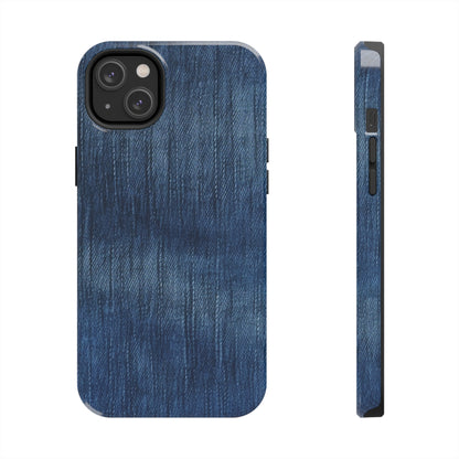 Indigo Splash: Washed Denim Reverie in Deep Blue - Tough Phone Cases