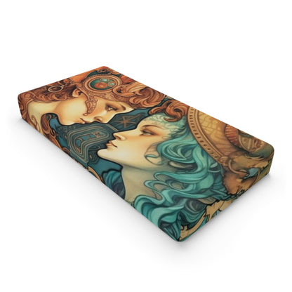 Steampunk Gemini - Motivos dualistas y contraste vibrante - Funda para cambiador de bebé