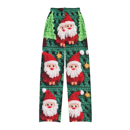 Santa Claus Crochet Pattern, Christmas Design, Festive Holiday Decor, Father Christmas Motif. Perfect for Yuletide Celebration - Kids Pajama Pants (AOP)