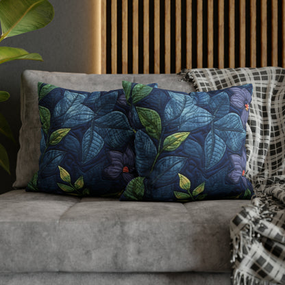 Floral Embroidery Blue: Denim-Inspired, Artisan-Crafted Flower Design - Spun Polyester Square Pillow Case