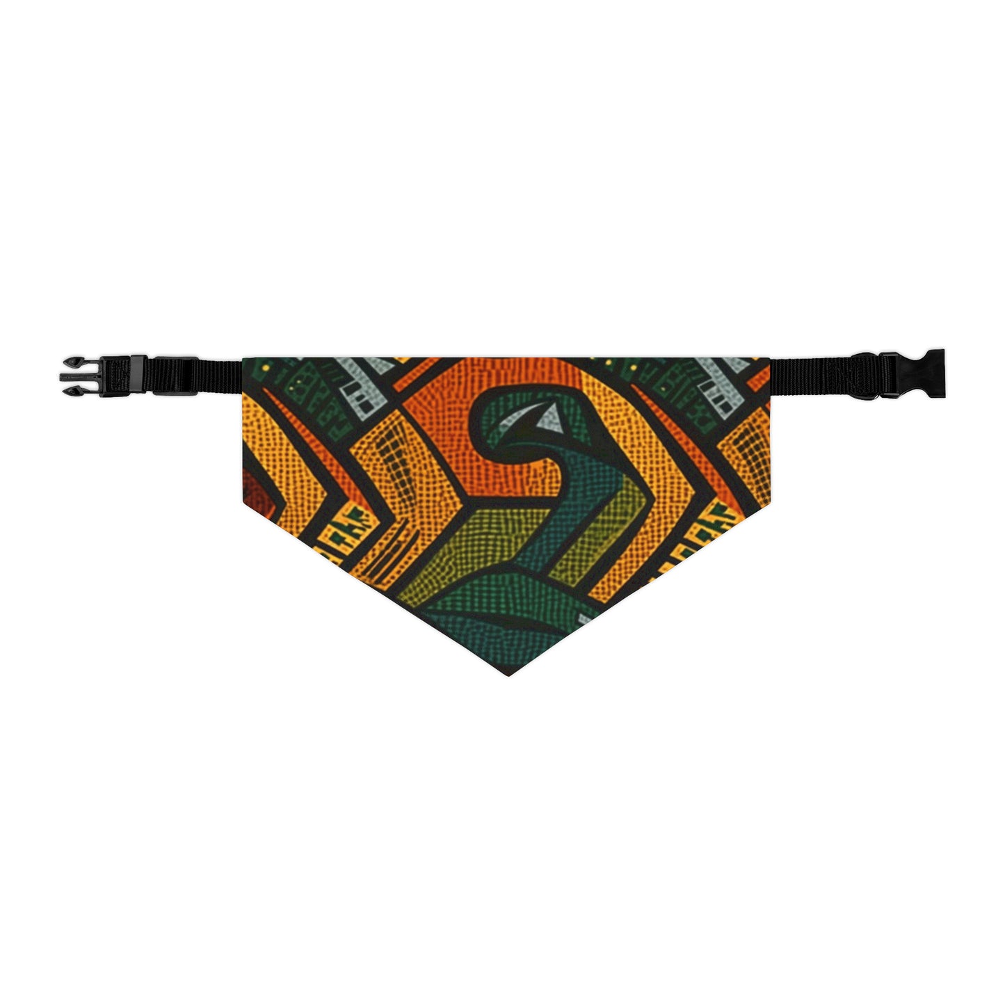 1960-1970s Style African Ornament Textile - Bold, Intricate Pattern - Pet Bandana Collar