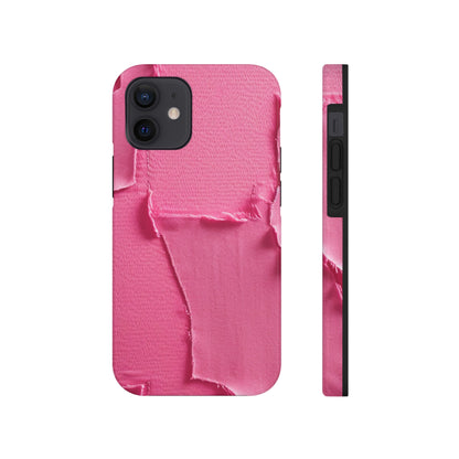 Distressed Neon Pink: Edgy, Ripped Denim-Inspired Doll Fabric - Tough Phone Cases