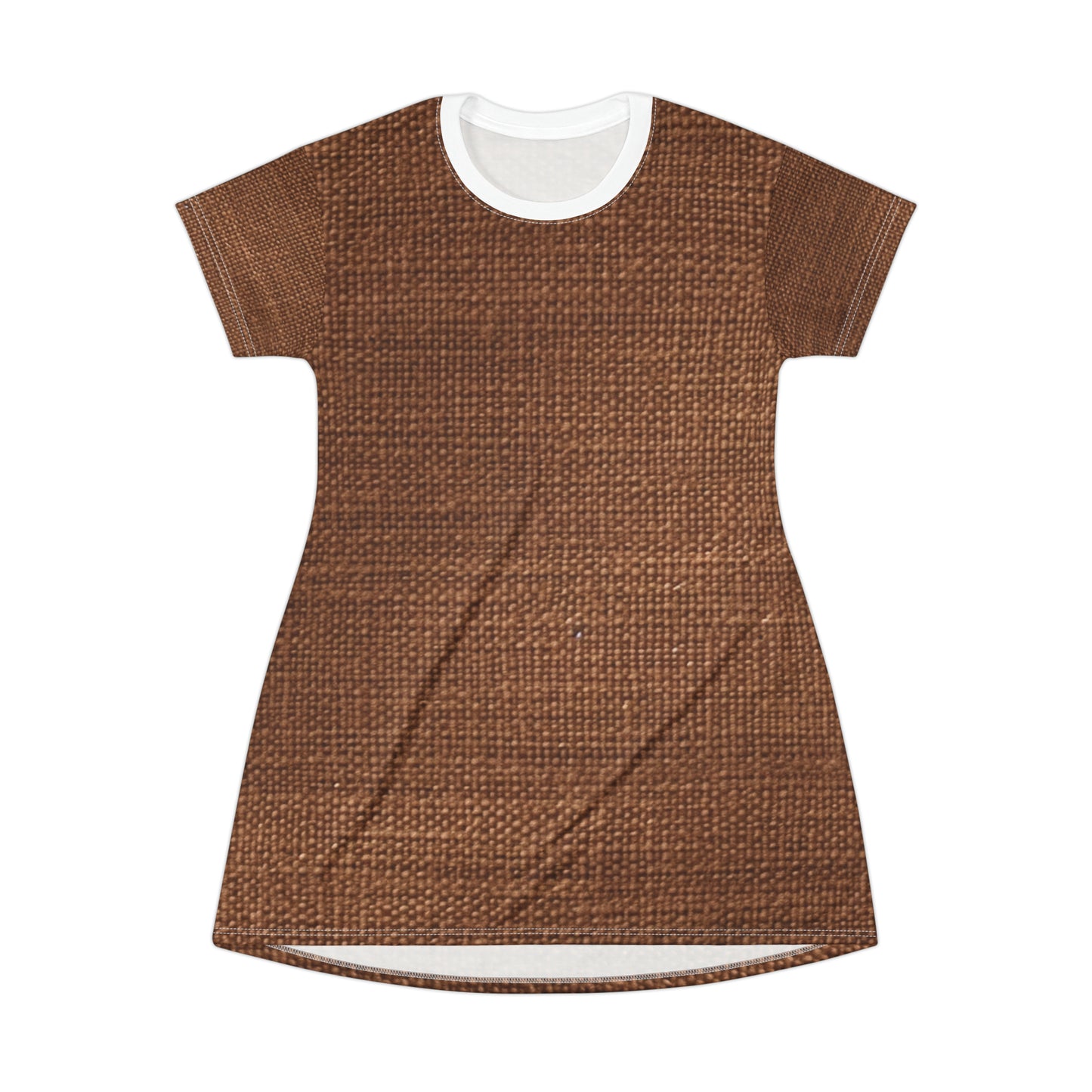 Luxe Dark Brown: Denim-Inspired, Distinctively Textured Fabric - T-Shirt Dress (AOP)