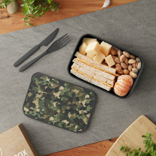 Classic Camo | Camouflage Wrap | Traditional Camo - PLA Bento Box with Band and Utensils