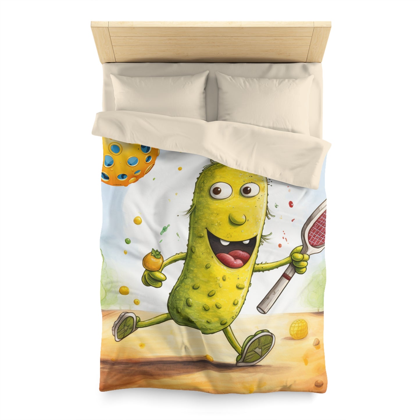 Pickleball Play: Pickle Sport Action Game, Fast Dink Ball - Microfiber Duvet Cover