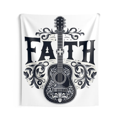 Guitar Cross Faith - Christian Gift, Love and Grace, Faithful, Jesus - Indoor Wall Tapestries