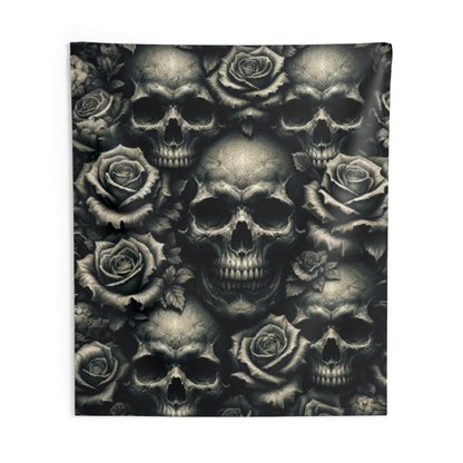 Dark Elegance: Gothic Skulls, Black and Bold - Indoor Wall Tapestries