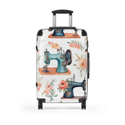 Watercolor Sewing Machines & Floral Bouquets: Antique Feminine Minimalist Styling - Suitcase