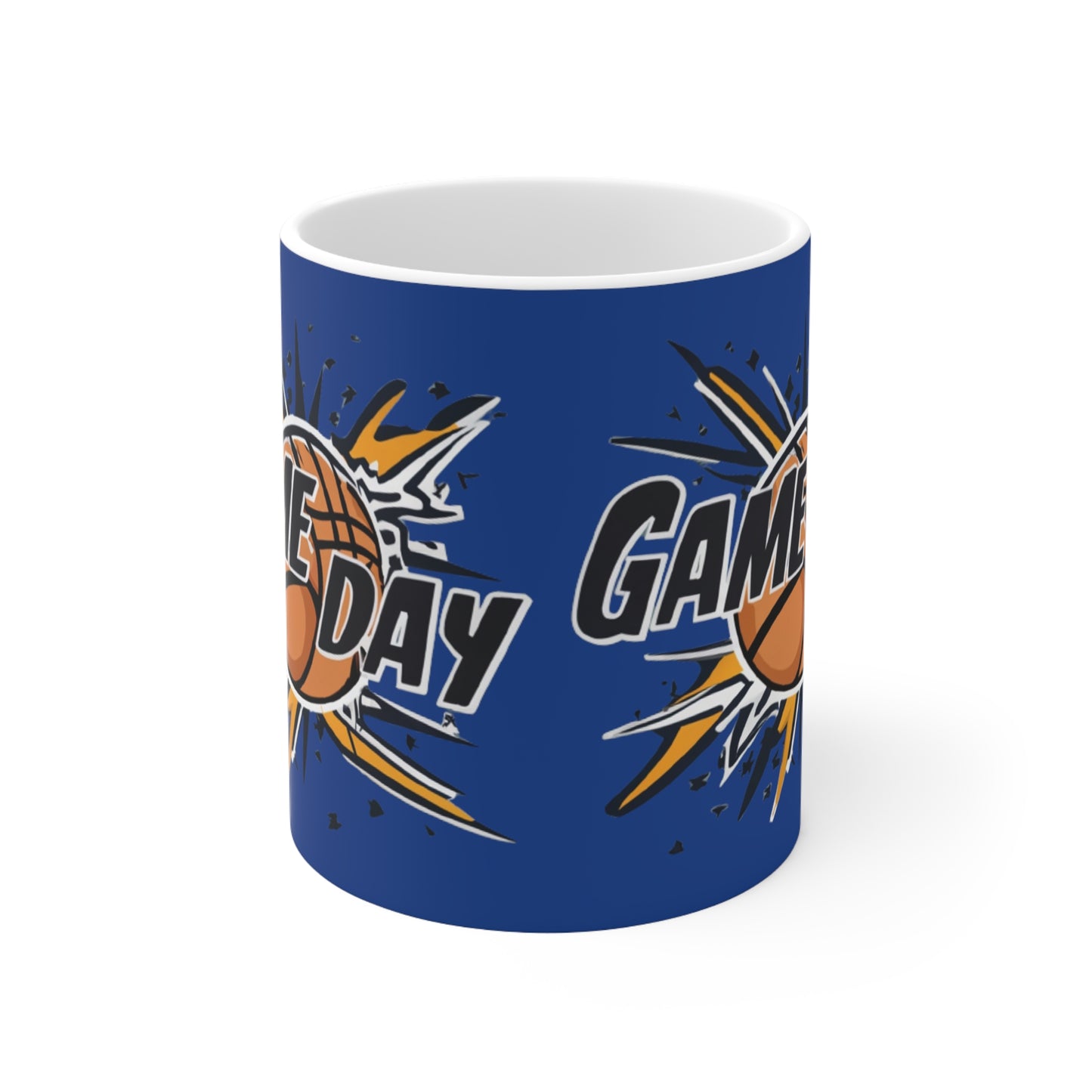 Game Day Slam Dunk Energy - Gráfico dinámico de explosión de baloncesto - Taza de cerámica 11oz