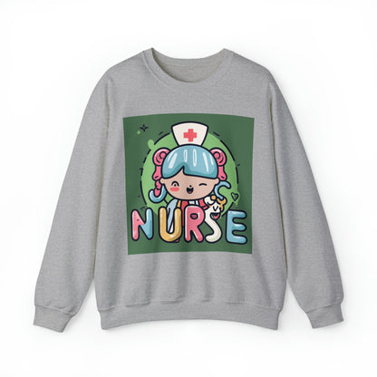 Nurse Kawaii Anime - Cute Character Graphic Cartoon - Unisex Heavy Blend™ Crewneck Sweatshirt