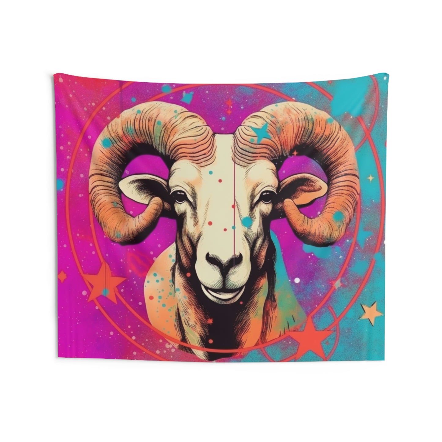 Pop Art Aries Constellation - Vibrant Zodiac Ram Symbol - Indoor Wall Tapestries