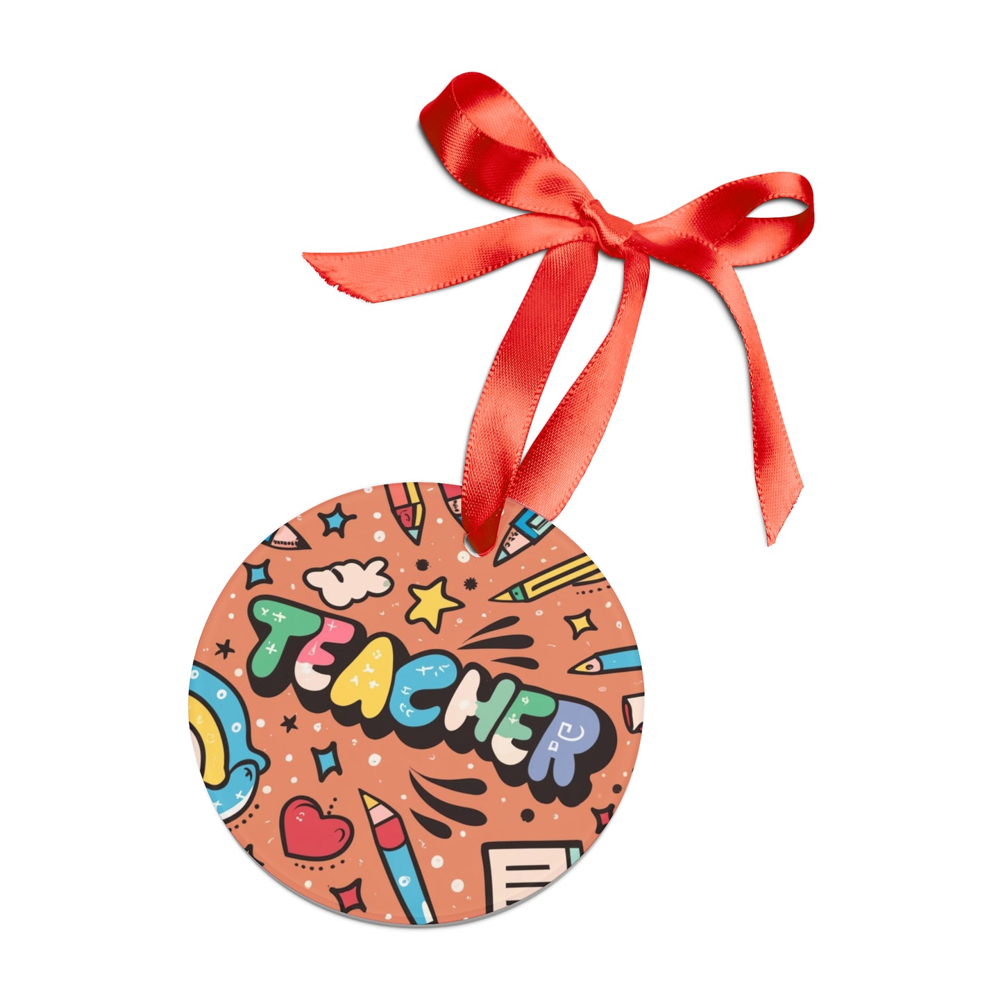 Teacher School Fun Classroom Gift A Grade - Acrylic Ornament with Ribbon