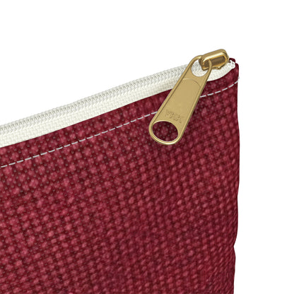 Seamless Texture - Maroon/Burgundy Denim-Inspired Fabric - Accessory Pouch