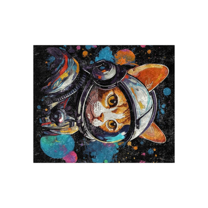 Astro Cat Adventure Feline - 宇宙空間に浮かぶポップアート - クラッシュベルベットブランケット