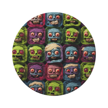 Zombie Crochet Halloween Spooky Holiday Festive Horror Living Dead - Round Rug