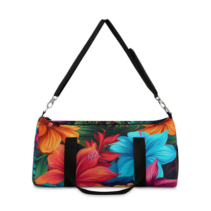 Vibrant Hawaiian-Inspired Tropical Floral Pattern Design Duffel Bag