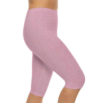 Blushing Garment Dye Pink: tela de tonos suaves inspirada en la mezclilla - Leggings capri para mujer (AOP) 