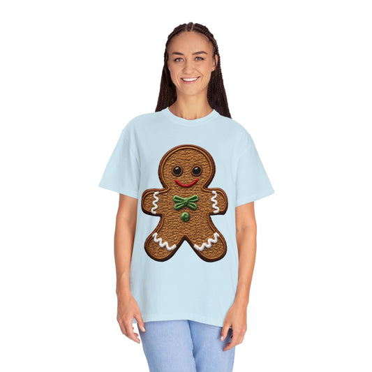 Chenille Gingerbread Cookie: Christmas Festive Delight Design - Unisex Garment-Dyed T-shirt