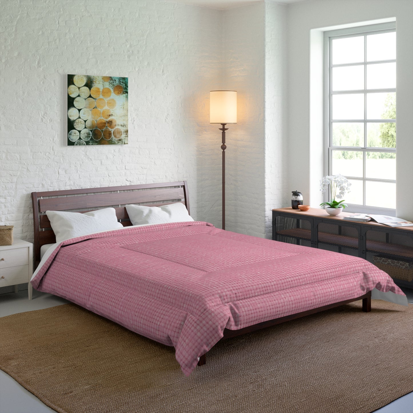 Pastel Rose Pink: Denim-Inspired, Refreshing Fabric Design - Comforter