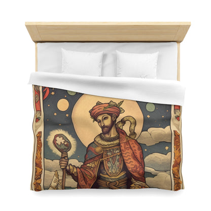 Expressive Tarot - 'The Fool' Card Artistic Reading Symbol - Microfiber Duvet Cover