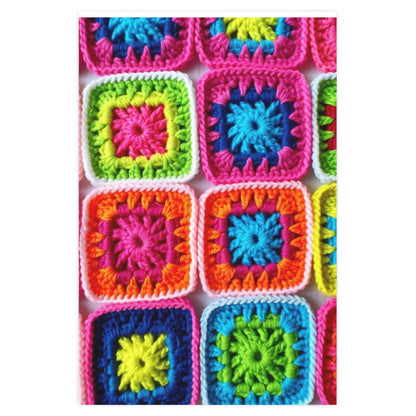 Crochet Granny Square, Summer Cotton, Patchwork, Retro Floral Design, Crochet Cotton - Wrapping Paper