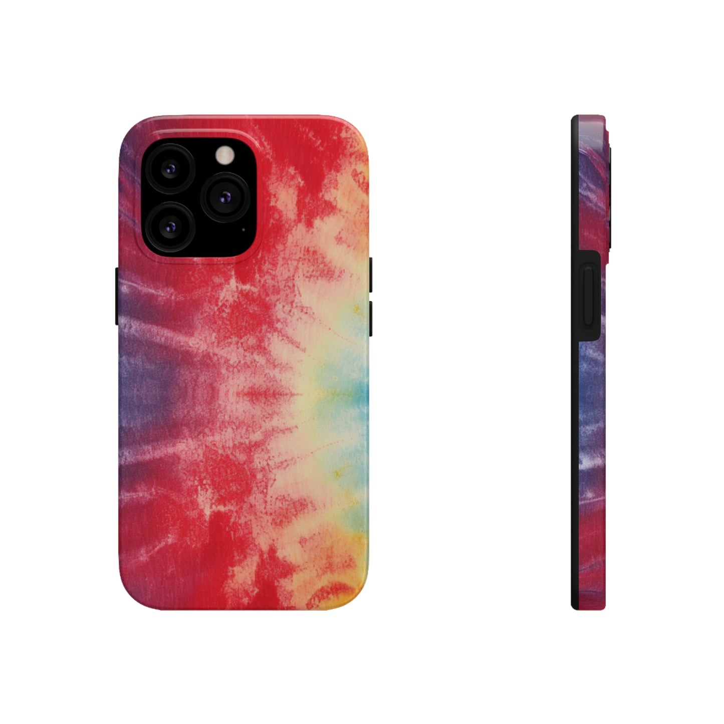 Rainbow Tie-Dye Denim: Vibrant Multi-Color, Fabric Design Spectacle - Tough Phone Cases