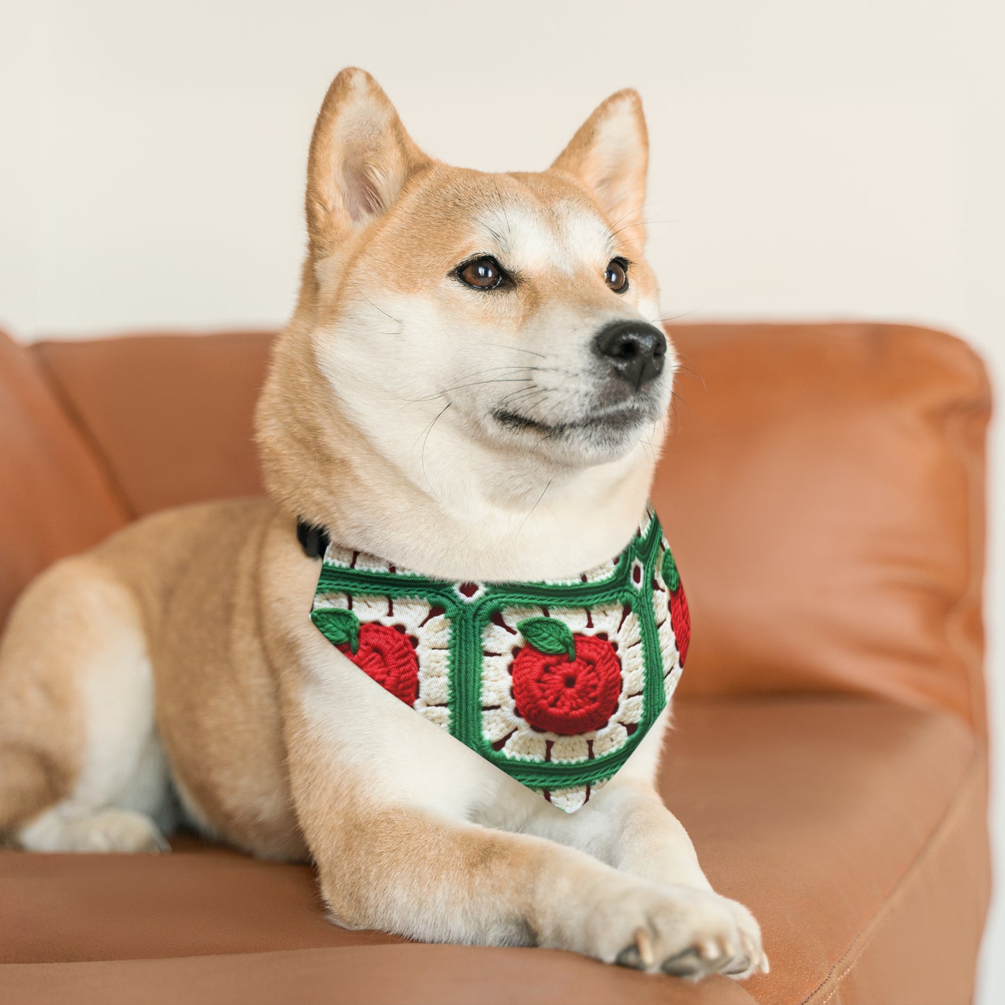 Apple Granny Square Crochet Pattern: Wild Fruit Tree, Delicious Red Design - Dog & Pet Bandana Collar