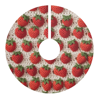 Strawberry Traditional Japanese, Crochet Craft, Fruit Design, Red Berry Pattern - Christmas Tree Skirts