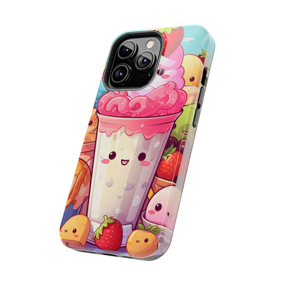 Strawberry Japan Milkshake - Kawaii Dessert Delight - Sweet Berry Anime Character - Tough Phone Cases