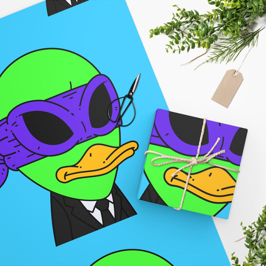 Alien Visitor 751 Green Ninja Duck Wrapping Paper