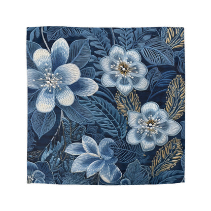 Bordado de flores en flor floral en estilo denim - Funda nórdica de microfibra 