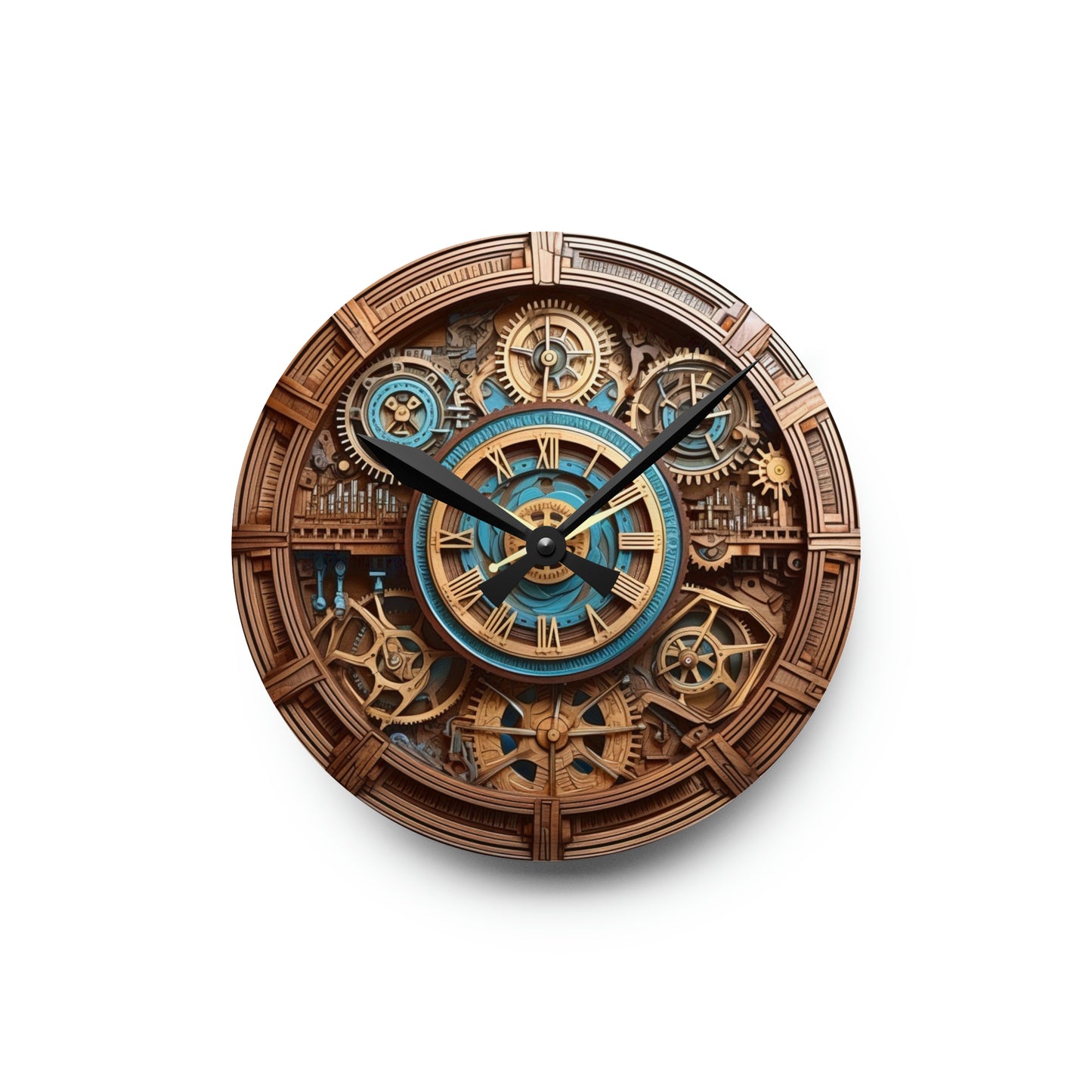 Exquisite Wooden Clock, Continuous Action Puzzle, Science Fiction, Acrylic Wall Clock